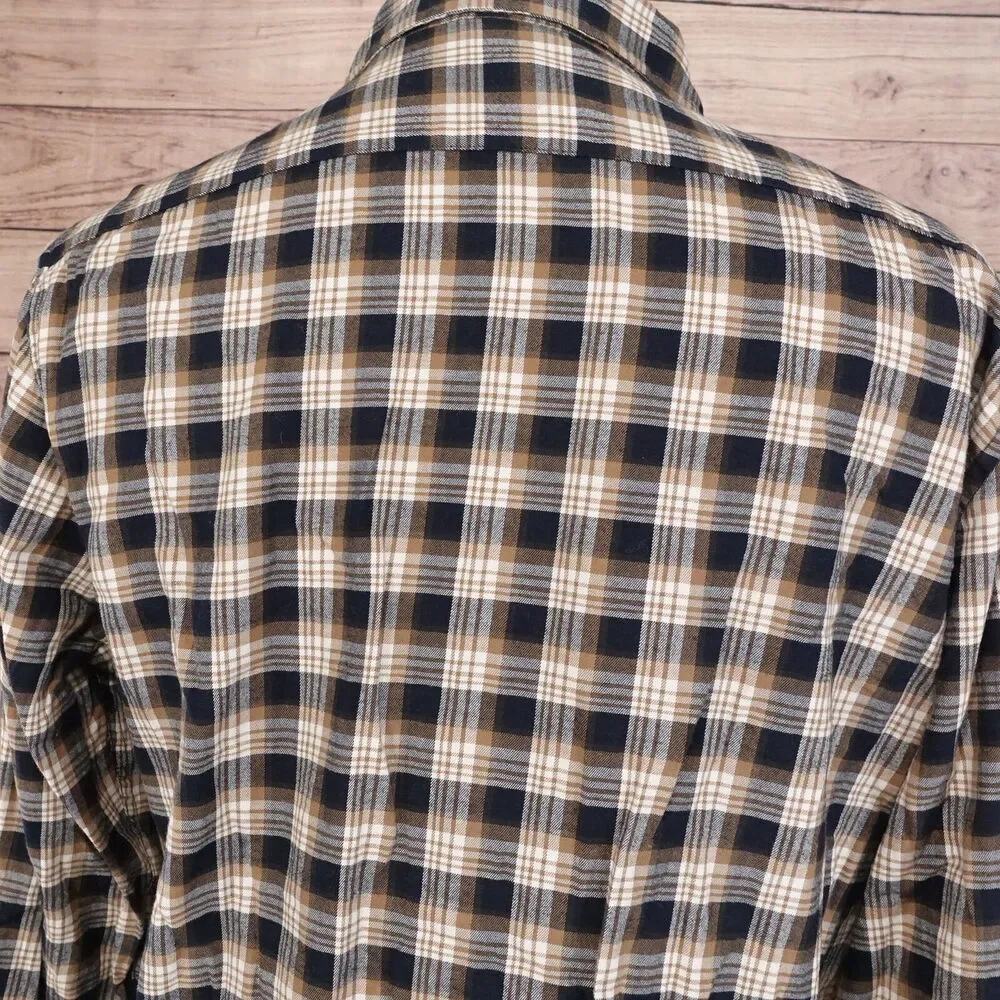 BANANA REPUBLIC UNTUCKED FIT‎ LIGHTWEIGHT FLANNEL LIKE BUTTON UP SHIRT MENS SZ L
